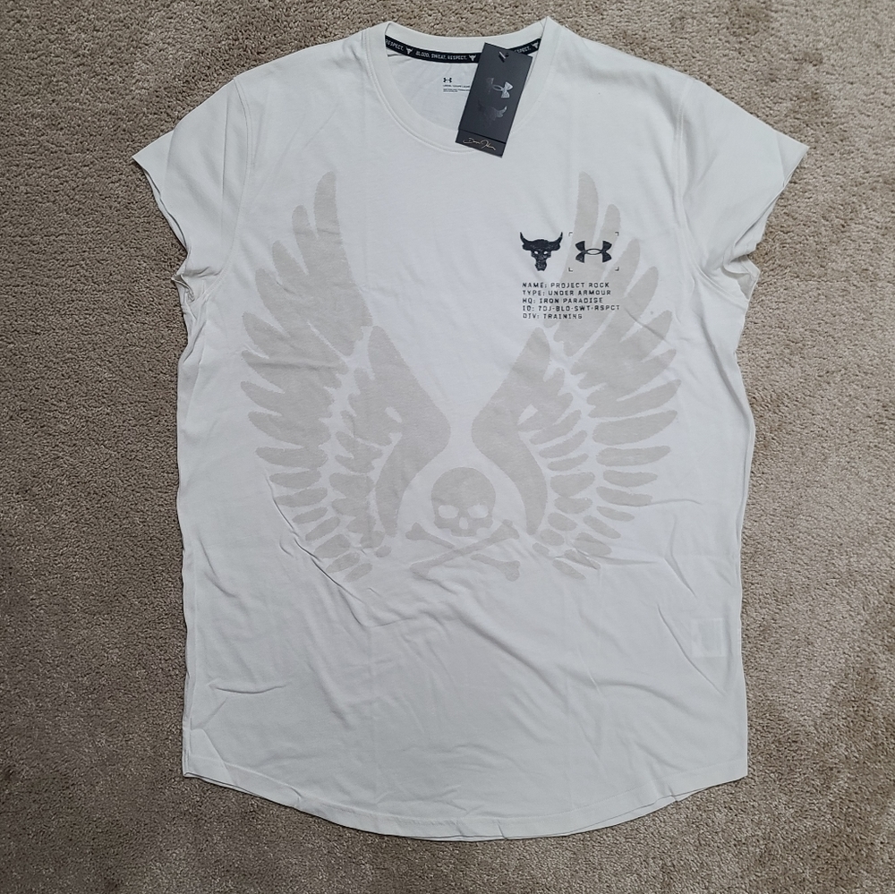 Under Armour Men's Project Rock Cutoff T-Shirt Wings Stone